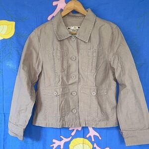 Quizz & Co Vintage Floral Accent Cotton Utility Jacket